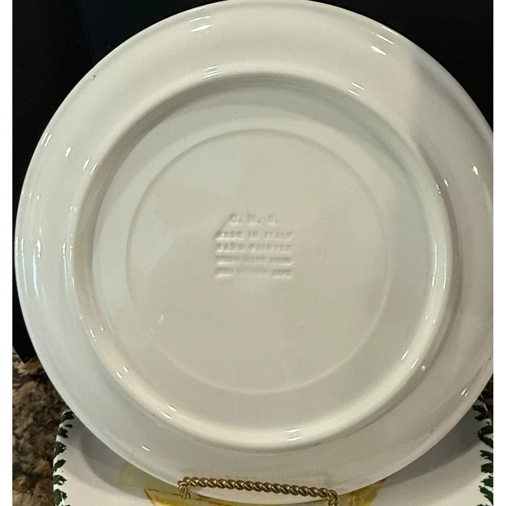 CMS Pizza Plates Plate Hand Painted Italy Set of 2 Chili Pepper Garlic NEW